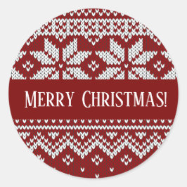 Christmas Knitted Red and White Sweater Runt Klistermärke