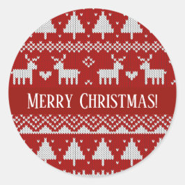 Christmas Knitted Sweater Red and White Ornaments  Runt Klistermärke