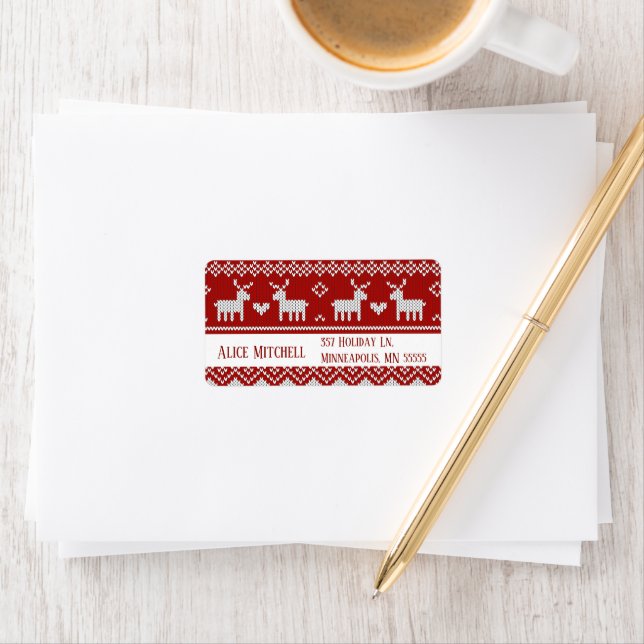 Christmas Knitted Sweater Return Address Labels Adressetikett (Insitu)