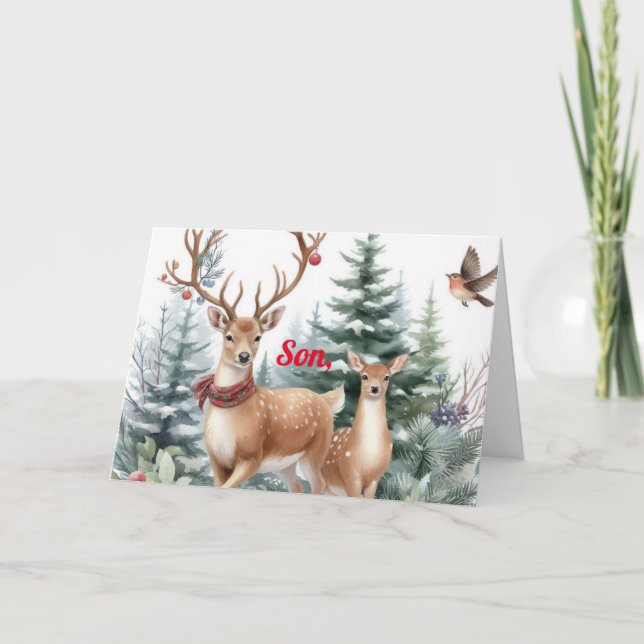 CHRISTMAS-KORT FÖR EN FÖRTJÄNSTGÖRANDE SON TACK KORT (Framsida)