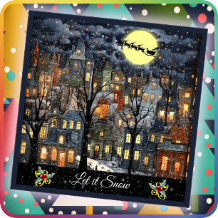 CHRISTMAS-KORT - Låt det snöa - tvåsidigt, platt k Kort