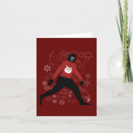 Christmas-kort med bigfoot och Santa Helgkort