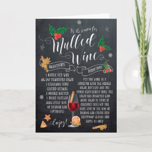 Christmas-kort, mullat vin-recept-chalkboard helgkort