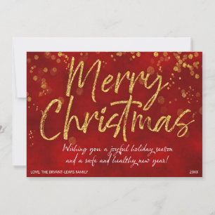 CHRISTMAS-KORT Red Guld Faux Foil Message Julkort