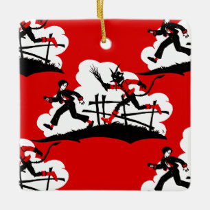 christmas krampus julgransprydnad keramik