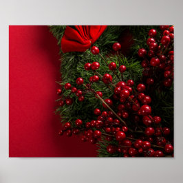 Christmas-krans med röda bär poster
