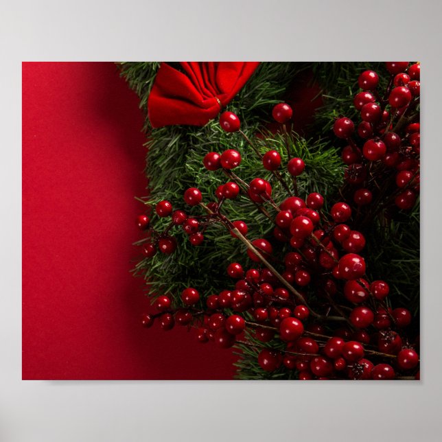 Christmas-krans med röda bär poster (Framsidan)