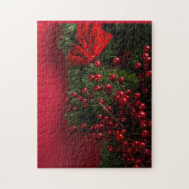 Christmas-krans med röda bär pussel