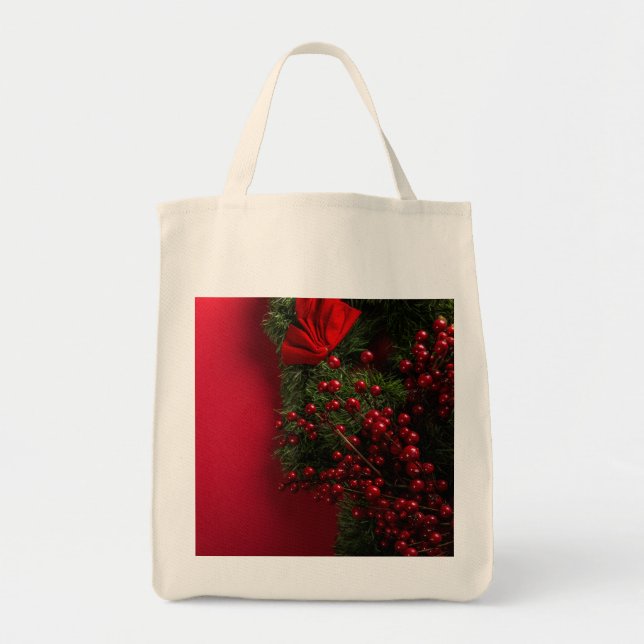 Christmas-krans med röda bär tygkasse (Framsidan)