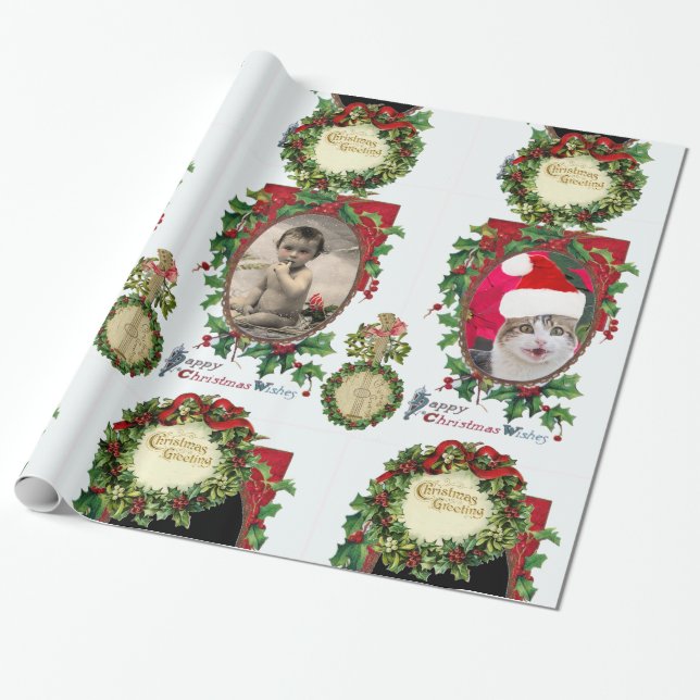 CHRISTMAS KRONA,BANJO,RED ROSETT BAND FOTOMALL PRESENTPAPPER (Utrullad)