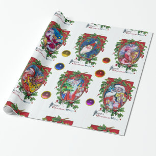 CHRISTMAS KRONA MED HOLLY BERRIES /MUSICAL SANTA PRESENTPAPPER