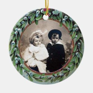 CHRISTMAS KRONA MED MISTLETOES FOTOMALL JULGRANSPRYDNAD KERAMIK