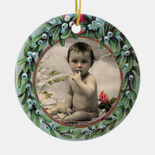CHRISTMAS KRONA MED MISTLETOES FOTOMALL JULGRANSPRYDNAD KERAMIK