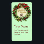 CHRISTMAS KRONA MED MISTLETOES OCH HOLLY BERRIES FRAKTSEDEL<br><div class="desc">Monogramdesign för elegant eller presentetiketter.</div>