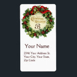 CHRISTMAS KRONA MED MISTLETOES OCH HOLLY BERRIES FRAKTSEDEL<br><div class="desc">Monogramdesign för elegant eller presentetiketter.</div>