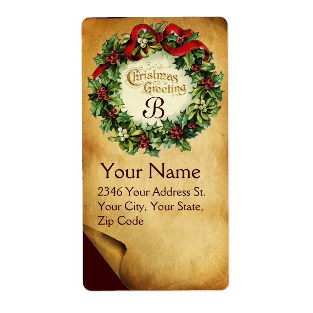 CHRISTMAS KRONA MED MISTLETOES OCH HOLLY BERRIES FRAKTSEDEL (Framsidan)