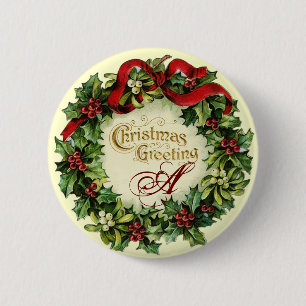 CHRISTMAS KRONA MED MISTLETOES OCH HOLLY BERRIES KNAPP
