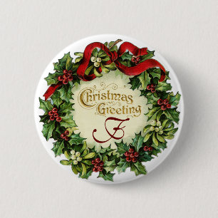 CHRISTMAS KRONA MED MISTLETOES OCH HOLLY BERRIES KNAPP