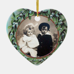 CHRISTMAS KRONA MISTLETOES HEART PHOTO MMPLATE JULGRANSPRYDNAD KERAMIK