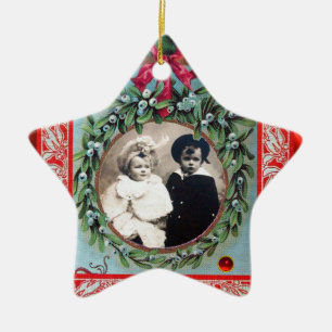 CHRISTMAS KRONA MISTLETOES STAR PHOTO MMPLATE JULGRANSPRYDNAD KERAMIK