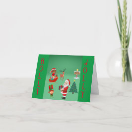 CHRISTMAS KVÄLL MED SANTA OCH ELVES KORT