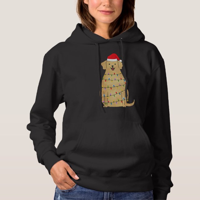Christmas Labrador Retriever Dog With Tree Lights  T Shirt (Framsida)