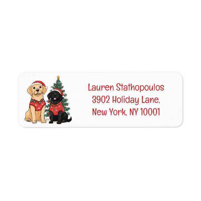 Christmas Labrador Retriever Dogs Returadress Etikett (Framsidan)