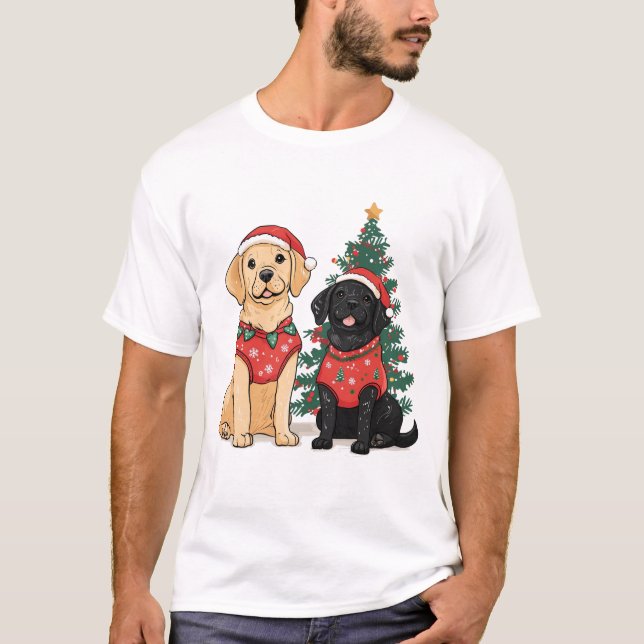 Christmas Labrador Retriever Dogs T Shirt (Framsida)