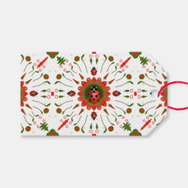 Christmas Ladybug Red White Green Holiday Presentetikett
