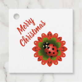 Christmas Ladybug Red White Green Paper Gåvor Etiketter