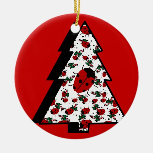 CHRISTMAS LADYBUGS JULGRANSPRYDNAD KERAMIK (Framsidan)