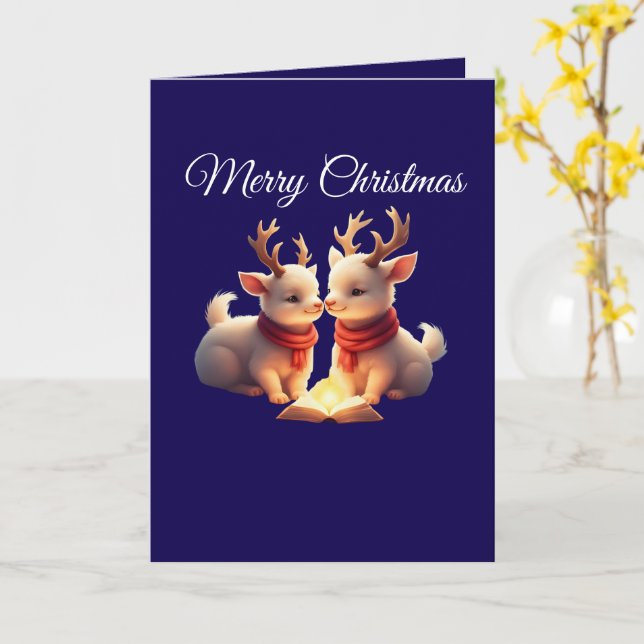 Christmas lamb Folded Greeting Card Kort (Gul blomma)