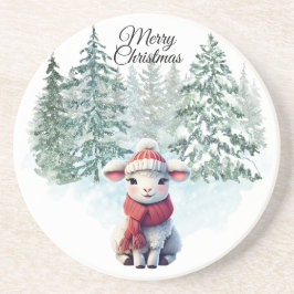 Christmas Lamb Sandstone Coaster Underlägg