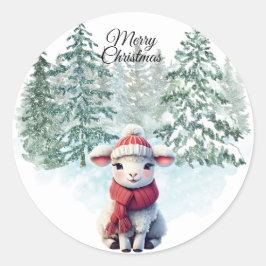 Christmas Lamb Sticker Runt Klistermärke