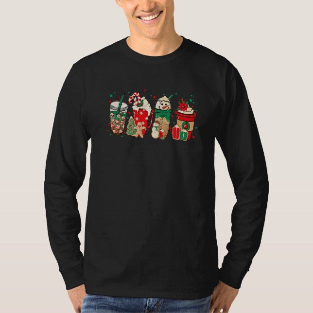 Christmas Latte Sweets Drinks Cup Winter Iced Coff T Shirt (Framsida)
