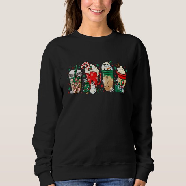 Christmas Latte Sweets Drinks Iced Coffee Snowman  T Shirt (Framsida)