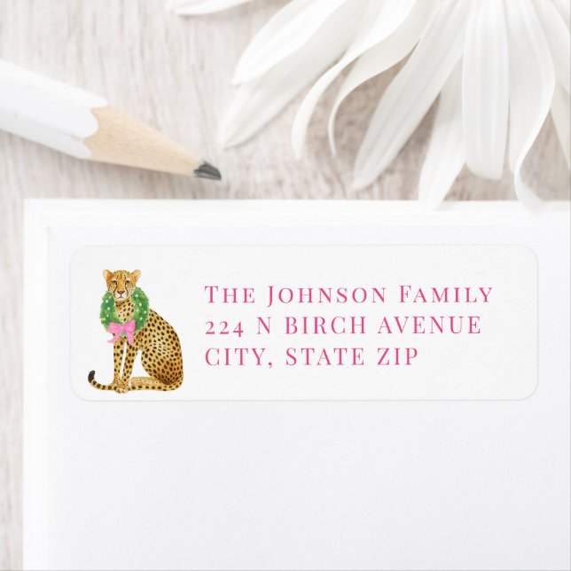 Christmas Leopard Returadress Etikett (Insitu)