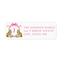 Christmas Leopard Wreath Monogram Returadress Etikett
