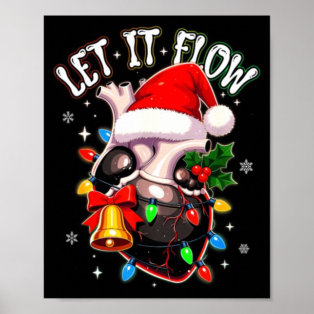 Christmas Let I T Flow Anatomy Heart Cardiac Nurse Poster (Framsidan)