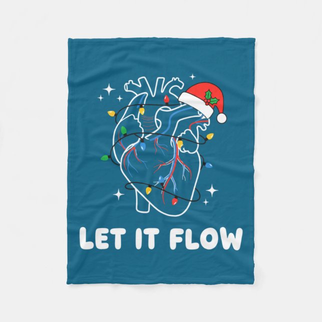 Christmas Let It Flow Cardiac Heart Funny Nurse Ho Fleecefilt (Framsidan)