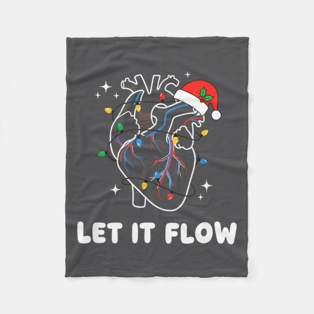 Christmas Let It Flow Cardiac Heart Funny Nurse Ho Fleecefilt (Framsidan)