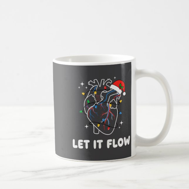 Christmas Let It Flow Cardiac Heart Funny Nurse Ho Kaffemugg (Höger)