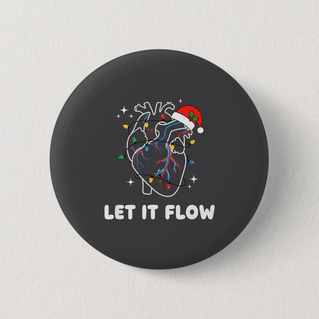 Christmas Let It Flow Cardiac Heart Funny Nurse Ho Knapp (Framsida)