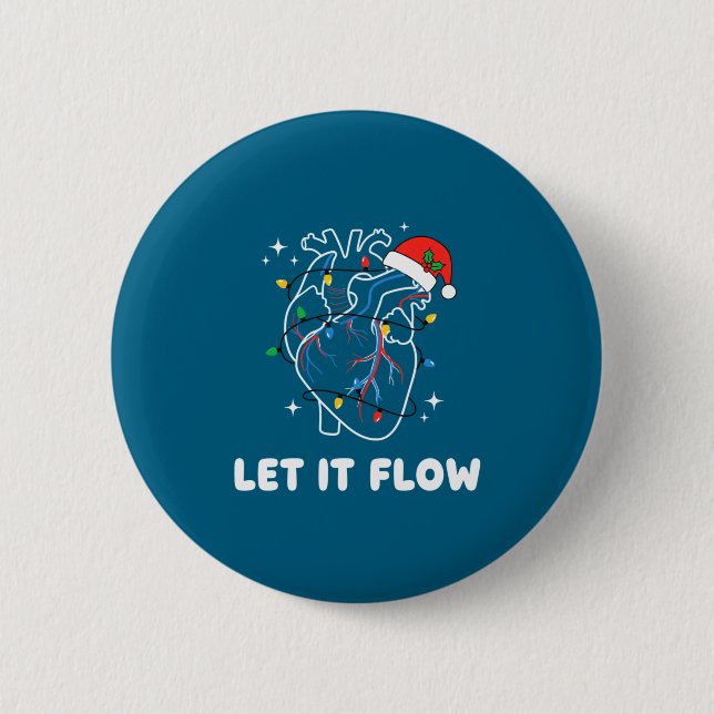 Christmas Let It Flow Cardiac Heart Funny Nurse Ho Knapp (Framsida)