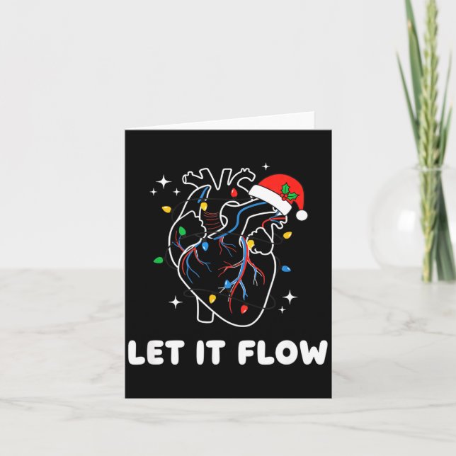 Christmas Let It Flow Cardiac Heart Funny Nurse Ho Kort (Framsida)