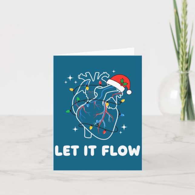 Christmas Let It Flow Cardiac Heart Funny Nurse Ho Kort (Framsida)