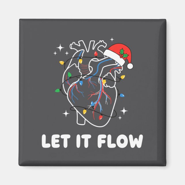 Christmas Let It Flow Cardiac Heart Funny Nurse Ho Magnet (Framsidan)