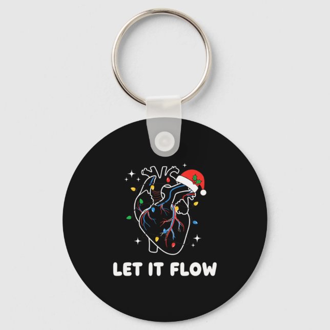 Christmas Let It Flow Cardiac Heart Funny Nurse Ho Nyckelring (Framsida)
