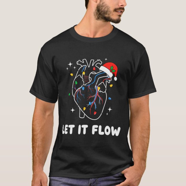 Christmas Let It Flow Cardiac Heart Funny Nurse Ho T Shirt (Framsida)