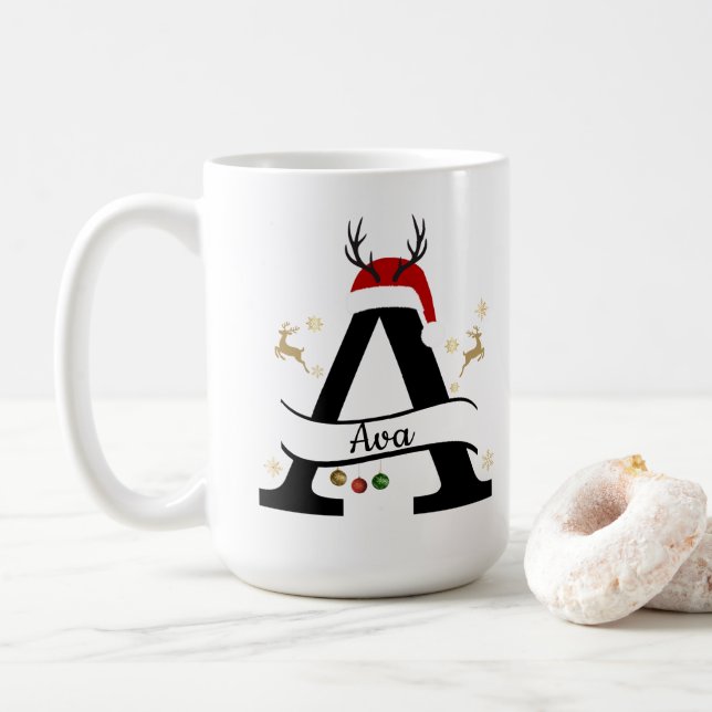 Christmas Letter A Initial – Festive Holiday Desig Kaffemugg (Med munk)